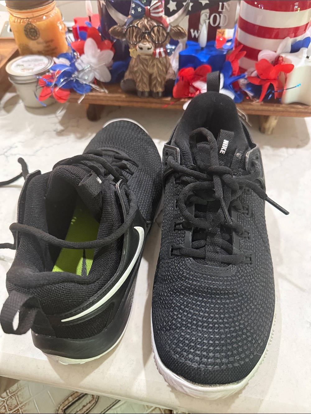Nike Women’s Black Knit Athletic Sneakers with White Soles volleyball shoes